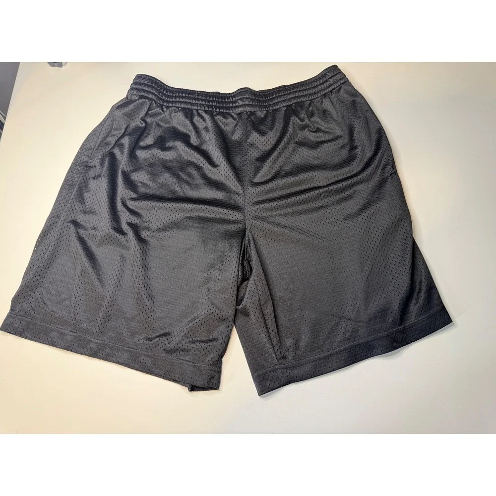 Mens Black Mesh Athletic Shorts Elastic Waist Basketball Gym Shorts Large L